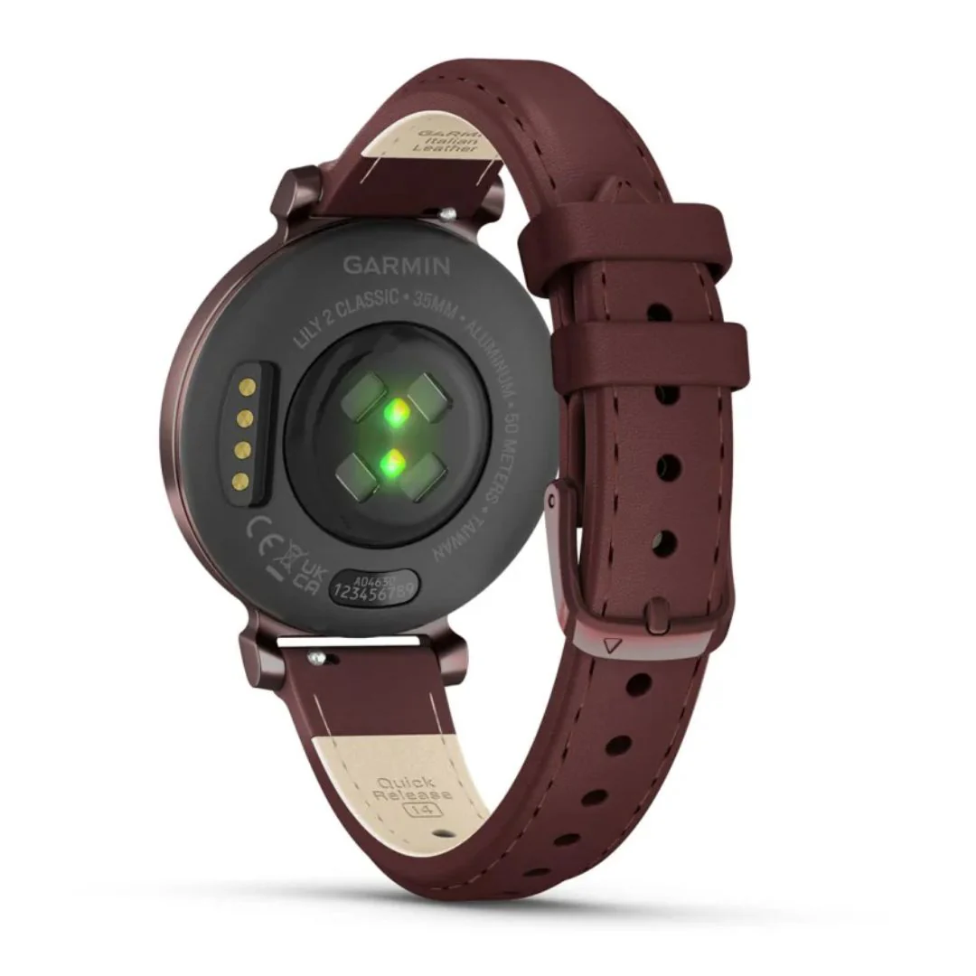 Garmin Lily 2 Classic, tumma pronssi ja tummanpunainen nahkahihna, 010-02839-03 - Image 4