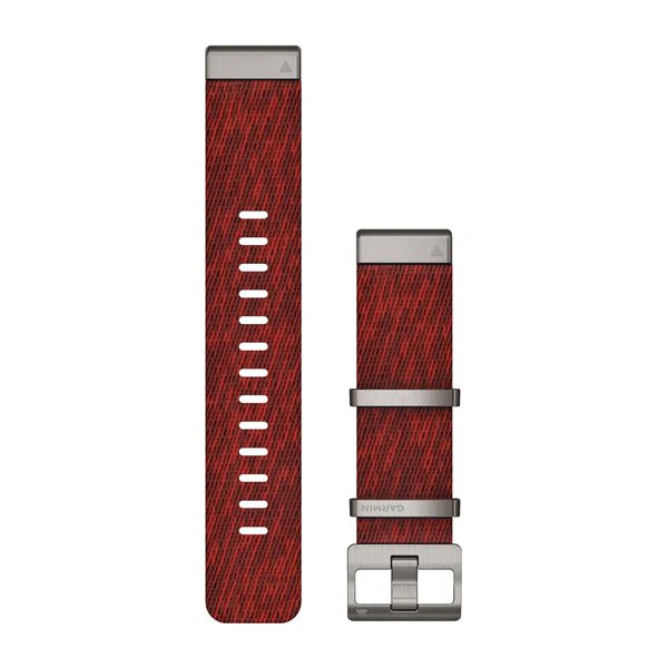 Garmin QuickFit 22mm ranneke, jakardikudottu punainen nailon 010-12738-22