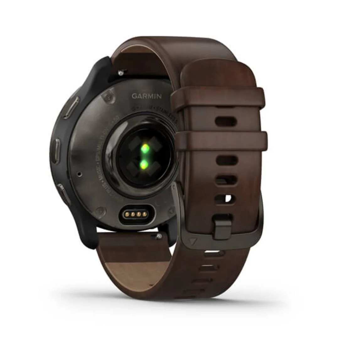 Garmin Venu 2 Plus graniitinharmaa ja ruskea nahkaranneke, Amoled GPS-älykello 010-02496-15 - Image 4