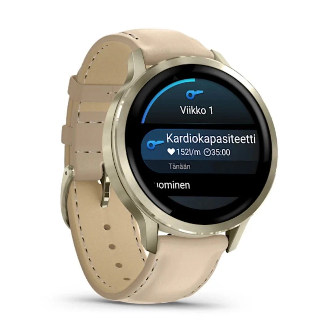 Garmin Venu 4, vaalea kulta ja hiekanvärinen nahkaranneke, 41 mm, Amoled GPS-älykello 010-03013-03 - Image 3