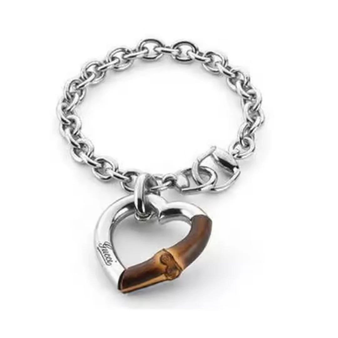 Gucci Bamboo Heart rannekoru, hopeaa, 086YBA272797001017