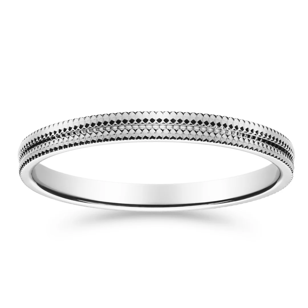 Kihlasormus Kohinoor, valkokulta 2 mm, timanttileikattu pinta - Image 2