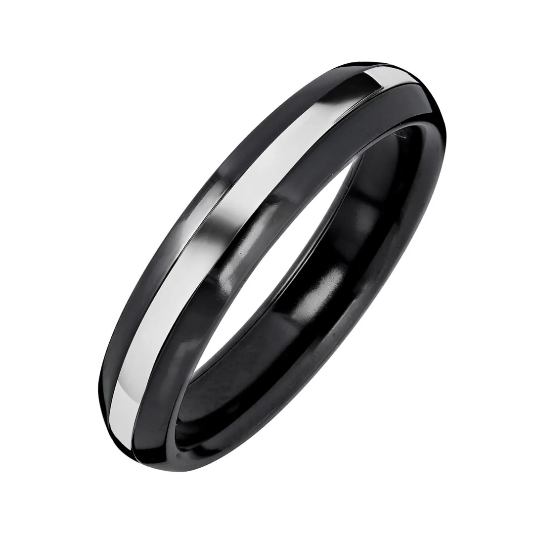 Kohinoor Duetto Black Edition kihlasormus, 4,5 mm, zirkonium valkokultaraidalla 006-093V