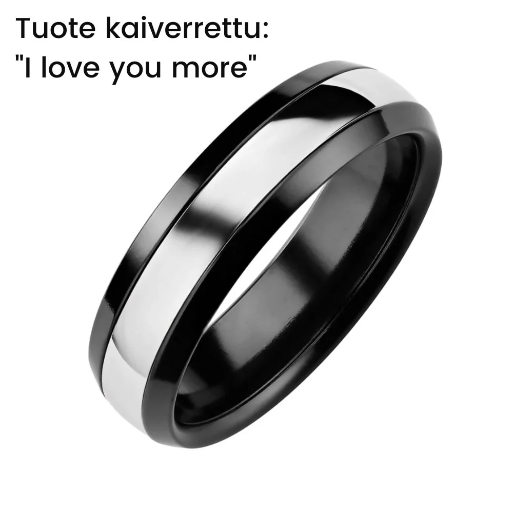 Kohinoor Duetto kihlasormus, "I love you more", musta zirkonium valkokultaraidalla - Image 2