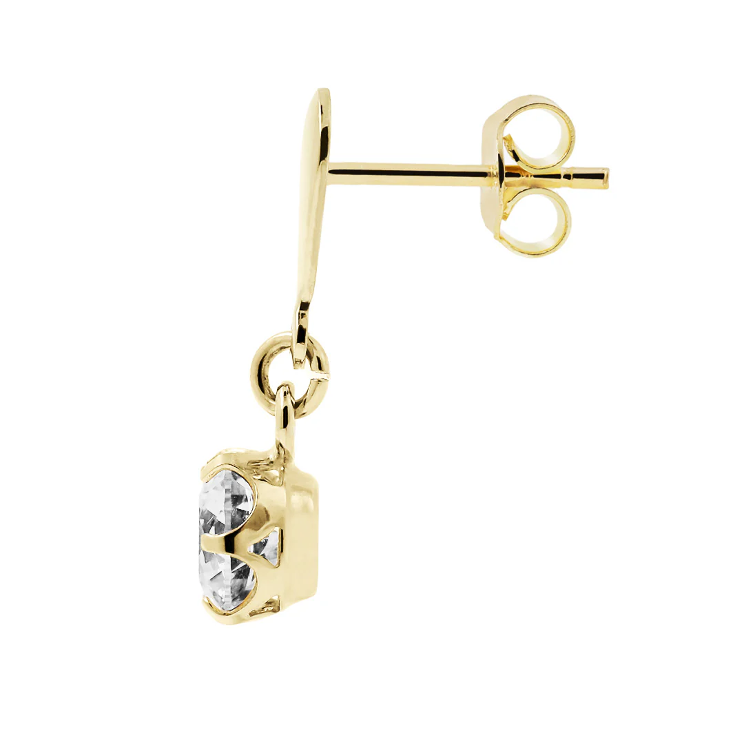 Kultaiset korvakorut 5,5mm kirkkaalla zirkoniakivellä, 14K keltakulta - Image 2