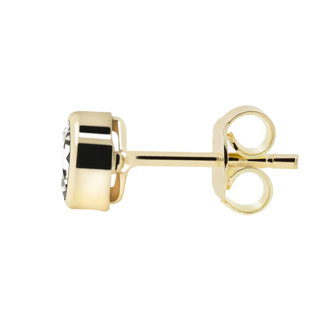 Kultaiset korvakorut 5mm kirkkaalla zirkoniakivellä, 14K keltakulta - Image 3