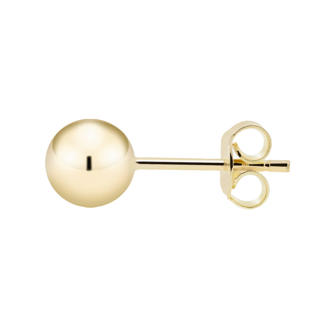 Kultaiset pallokorvakorut, 5mm pallo, 14K keltakulta - Image 3