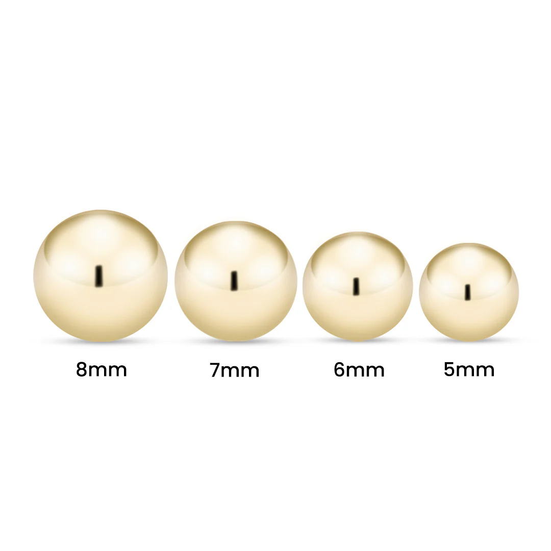 Kultaiset pallokorvakorut, 6mm pallo, 14K keltakulta - Image 5