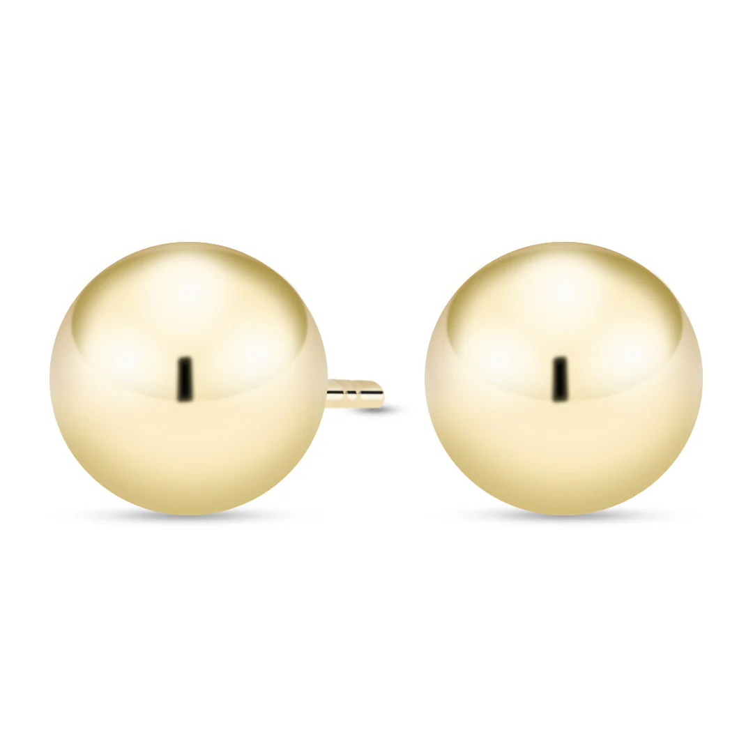Kultaiset pallokorvakorut, 8mm pallo, 14K keltakulta