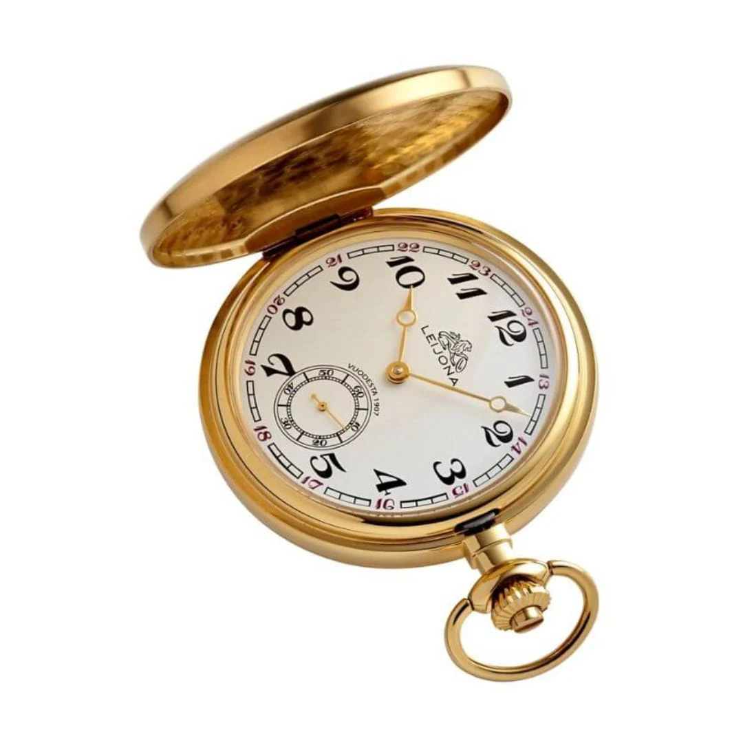 Leijona Pocket Watch, keltakullattu ja kuvioitu, 5531-43 taskukello