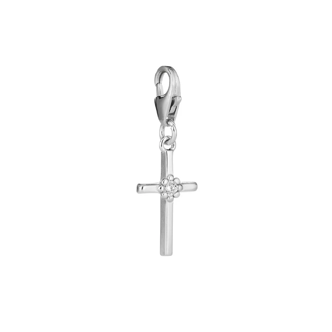Lumoava Daisy risti charm, hopeaa