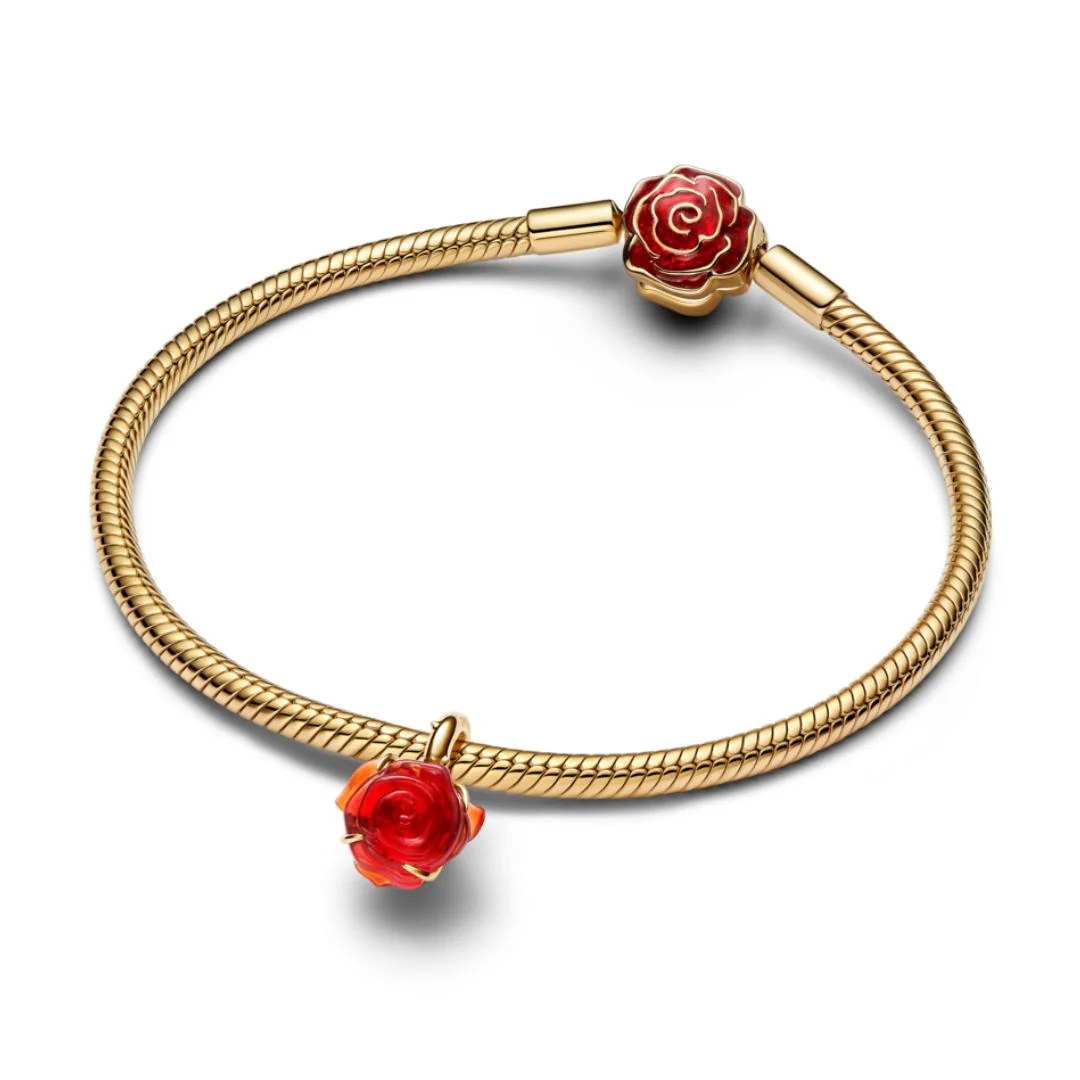 Pandora Disney Beauty and the Beast Enchanted Rose hela, keltakullattu, 764018C01 - Image 3