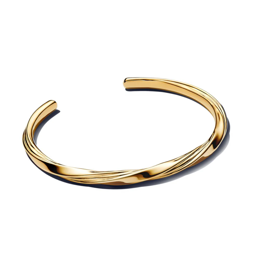 Pandora Essence Twisted Open Bangle rannekoru, keltakullattu, 563869C00 - Image 2