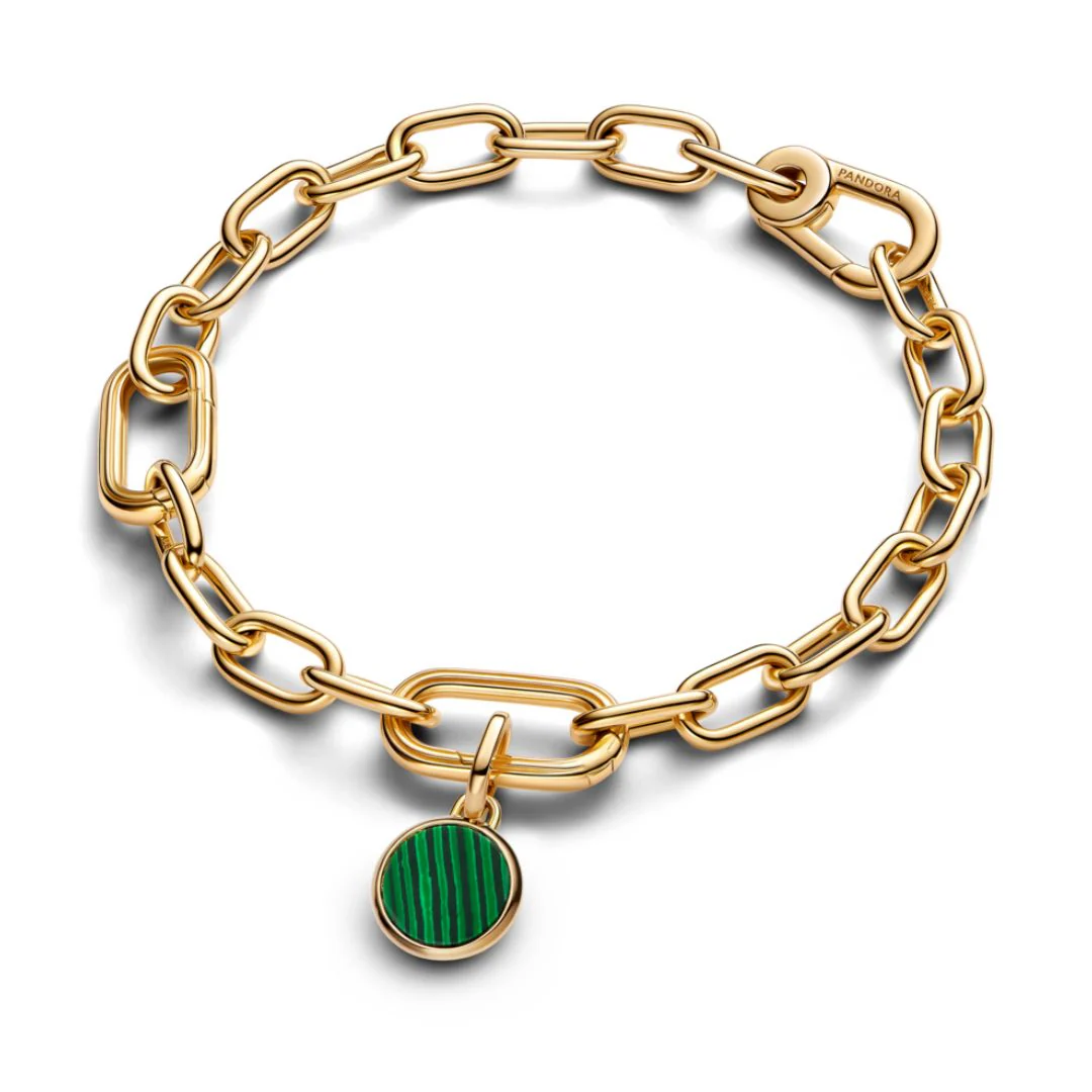 Pandora ME Green Engravable Mini Medallion hela, keltakullattu, 763389C01 - Image 4