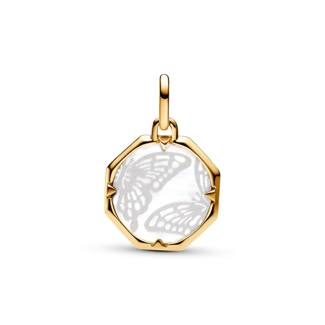 Pandora ME Butterfly Medallion hela, keltakullattu, 763366C01 - Image 2