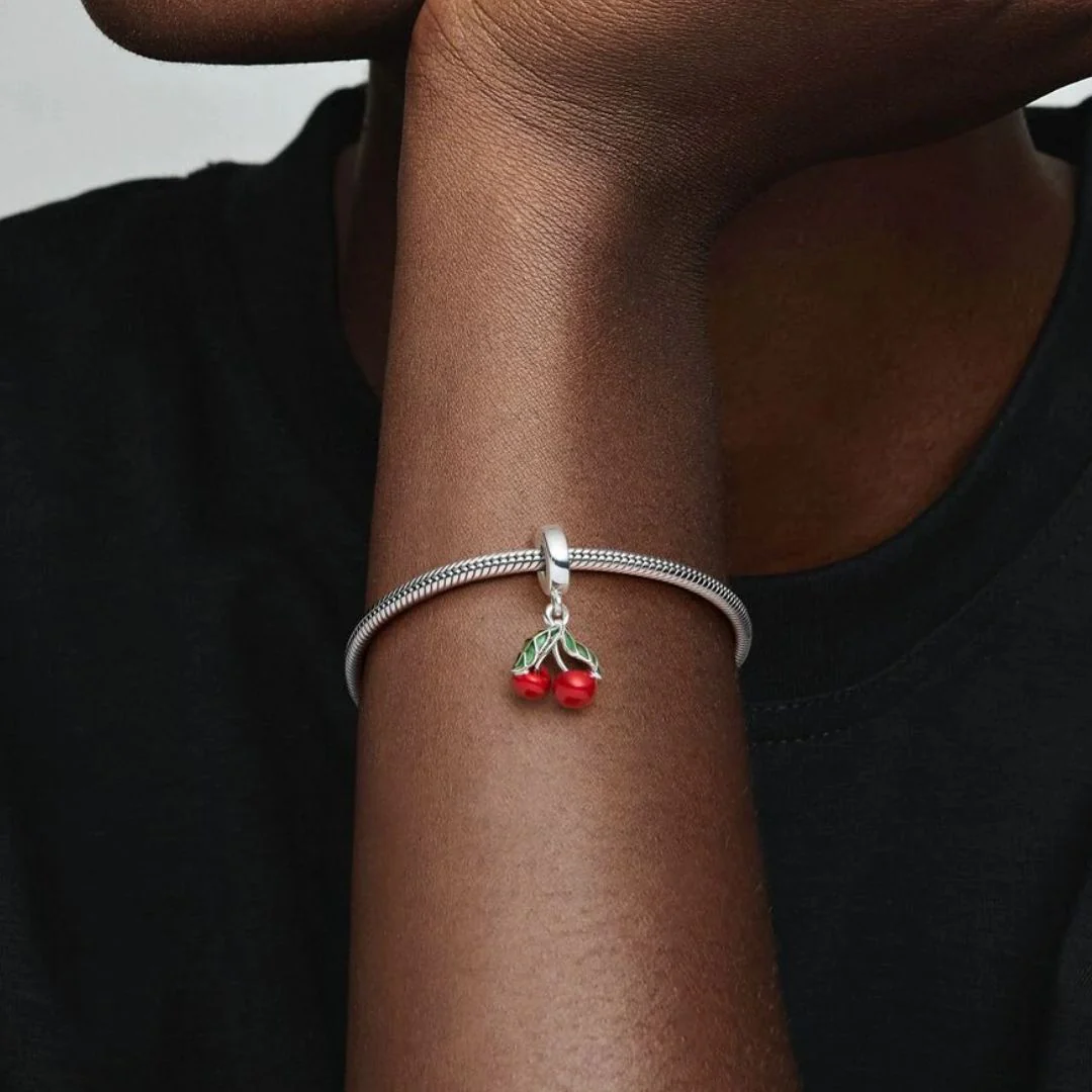 Pandora Moments Asymmetrical Cherry Fruit Dangle hela, hopea, 791583C01 - Image 5
