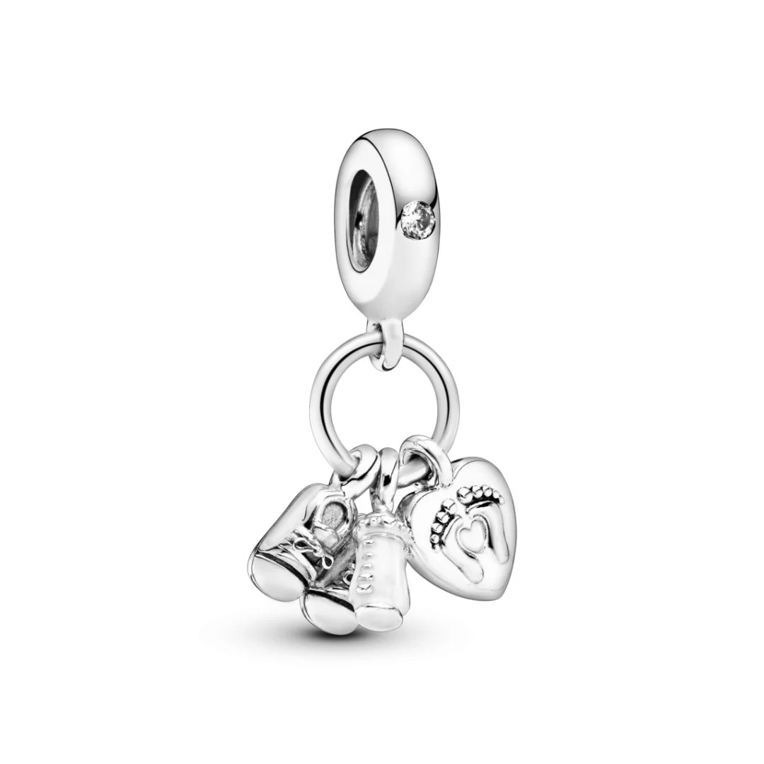 Pandora Moments Baby Bottle and Shoes hela, hopea, 798106CZ