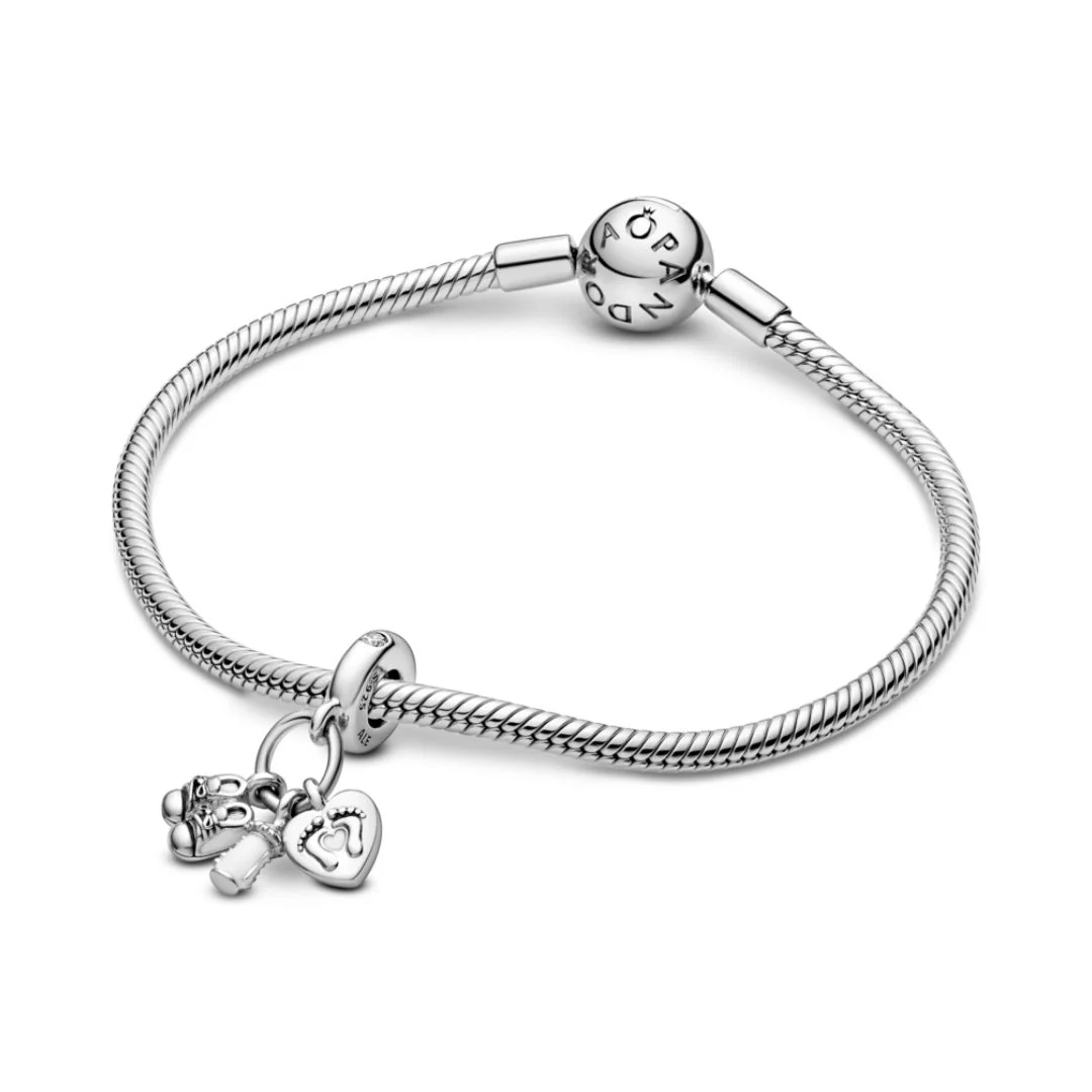 Pandora Moments Baby Bottle and Shoes hela, hopea, 798106CZ - Image 3