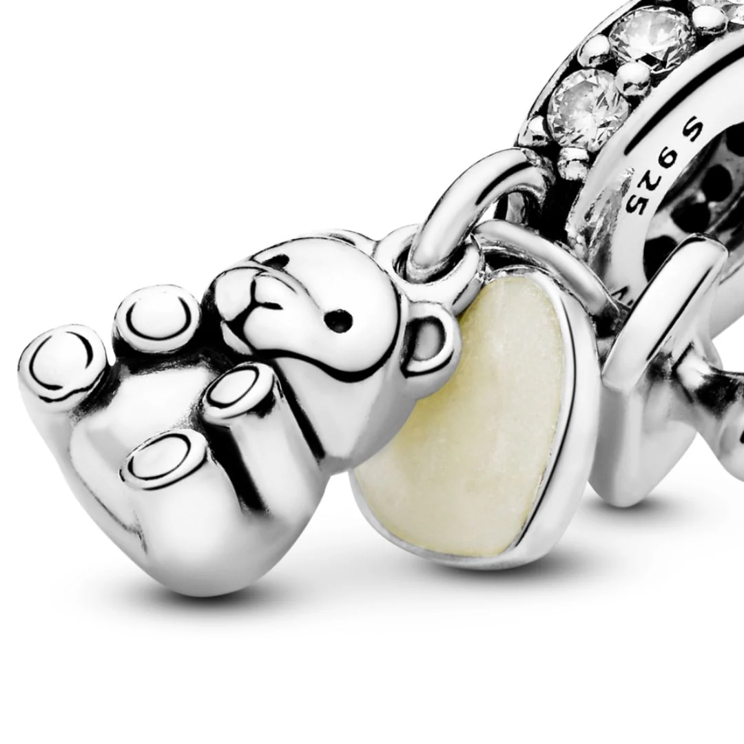 Pandora Moments Baby Teddy Bear hela, hopea, 792100CZ - Image 4