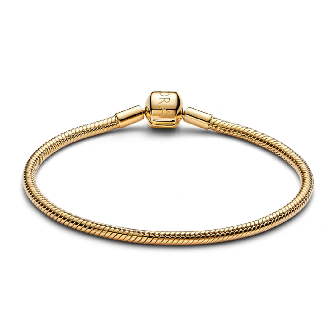 Pandora Moments Barrel Clasp Snake Chain rannekoru, keltakullattu, 563390C00 - Image 2