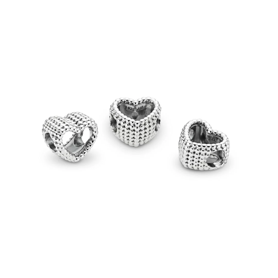 Pandora Moments Beaded Open Heart hela, hopea, 797516 - Image 2