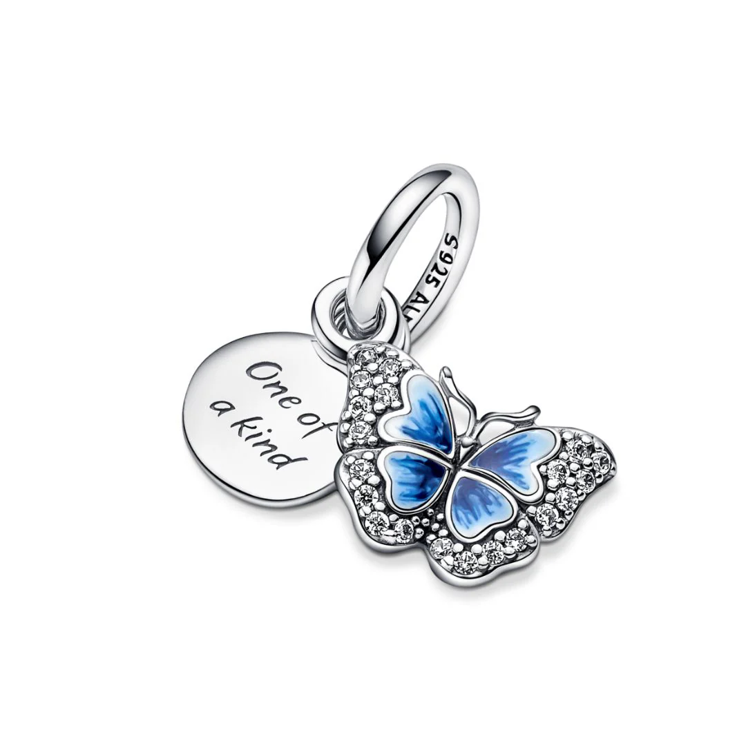 Pandora Moments Blue Butterfly & Quote Double hela, hopea, 790757C01 - Image 3