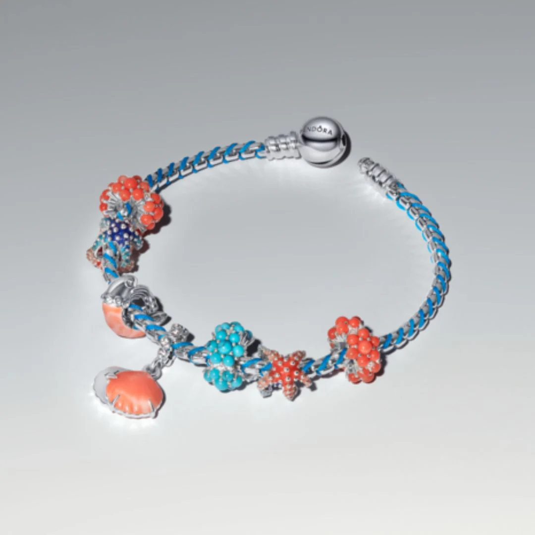 Pandora Moments Blue Cord Snake Chain rannekoru, hopea, 593816C01 - Image 2