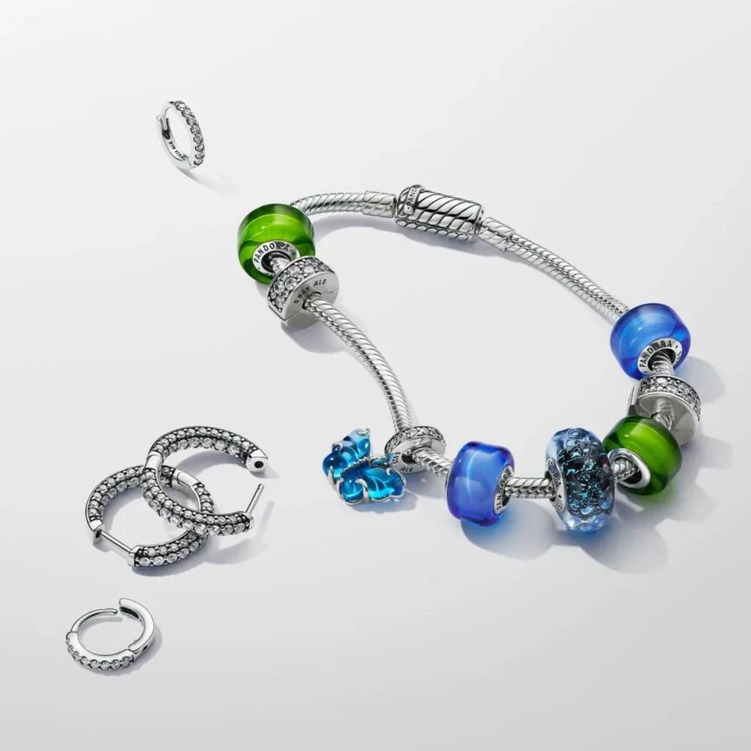Pandora Moments Blue Murano Glass Butterfly hela, hopea, 792698C01 - Image 3