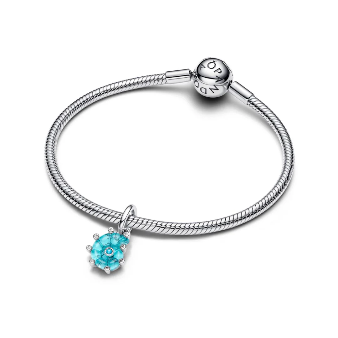 Pandora Moments Blue Murano Glass Sea Snail hela, hopea, 793900C01 - Image 3