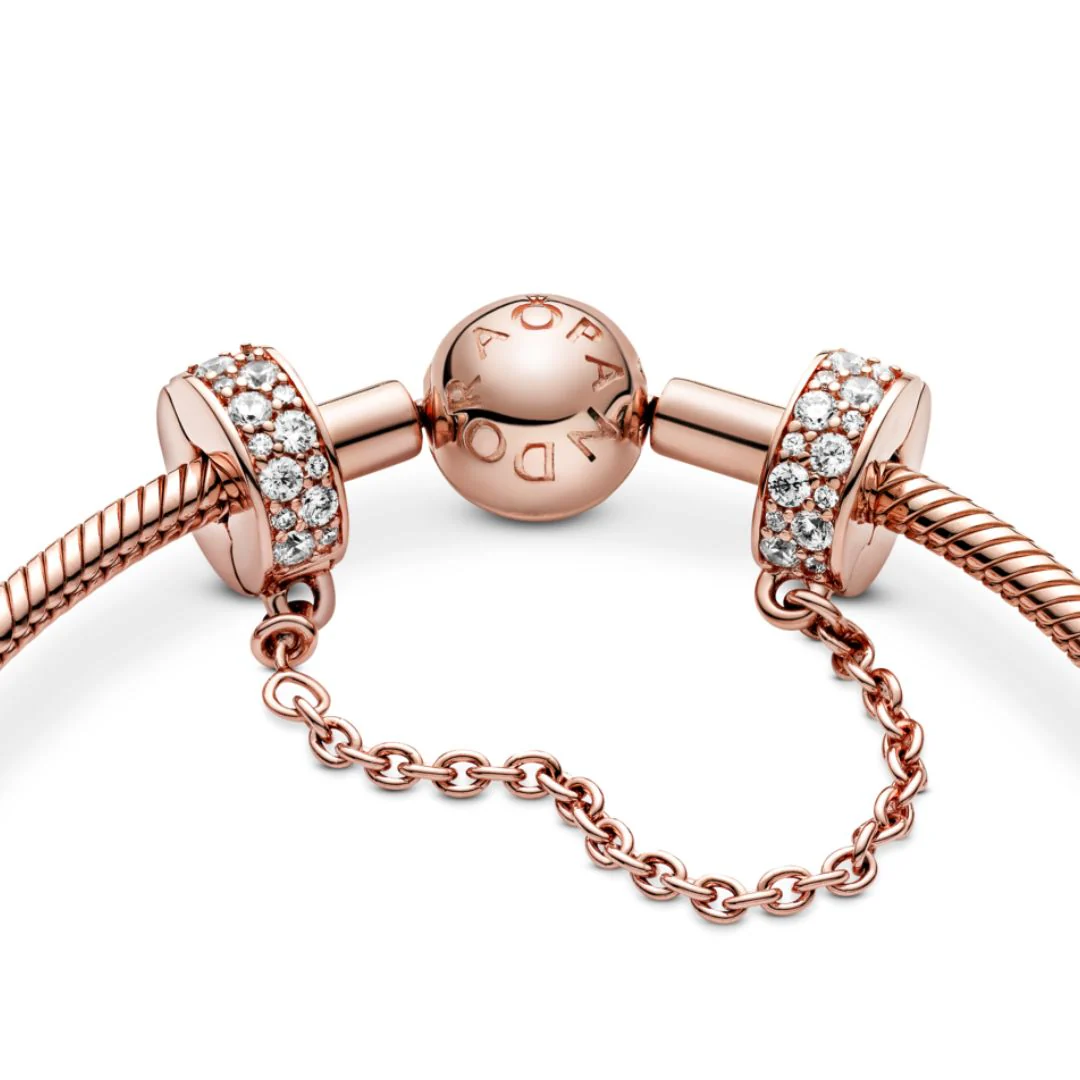 Pandora Moments Clear Pavé Safety Chain hela, ruusukullattu, 786322CZ-05 - Image 4