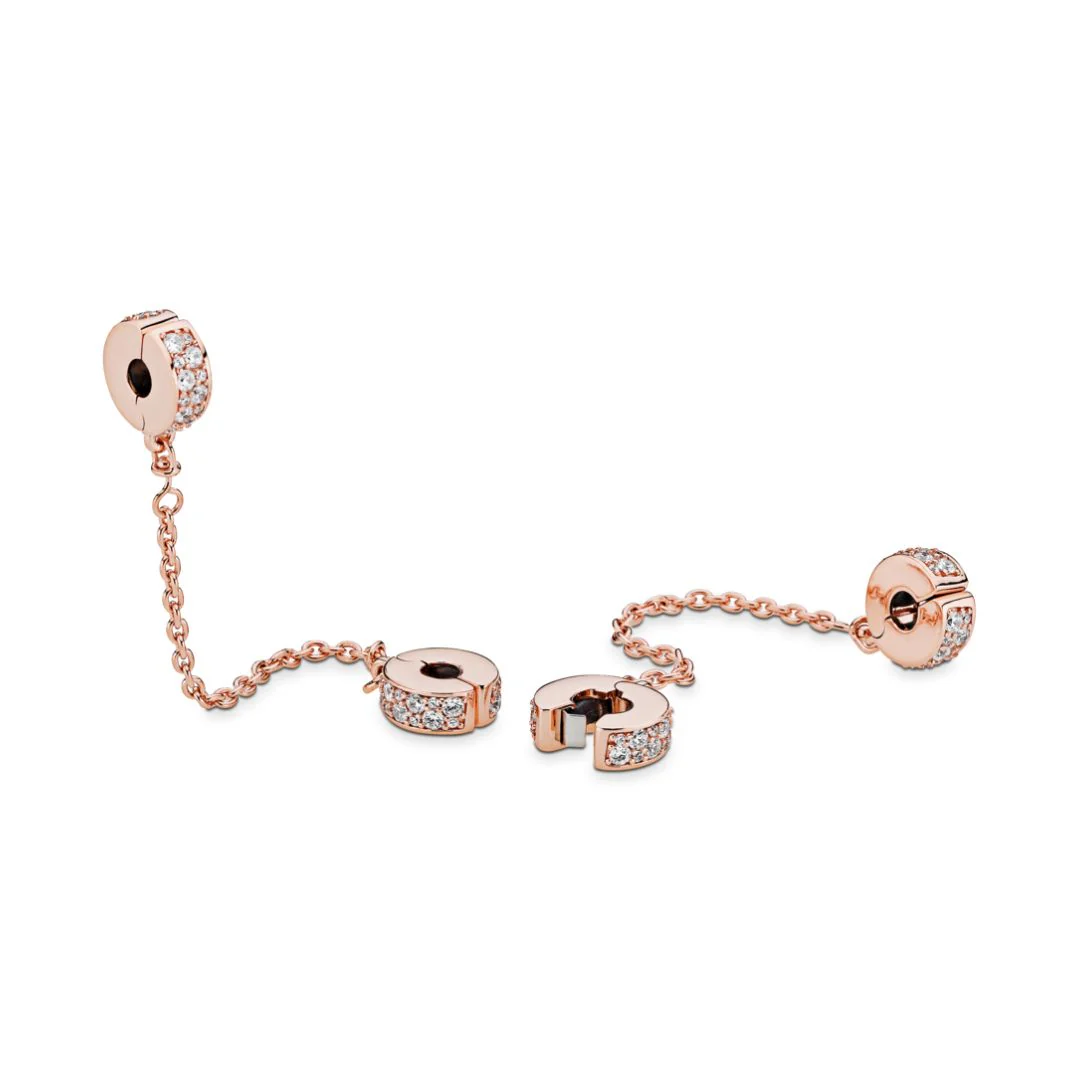 Pandora Moments Clear Pavé Safety Chain hela, ruusukullattu, 786322CZ-05 - Image 5