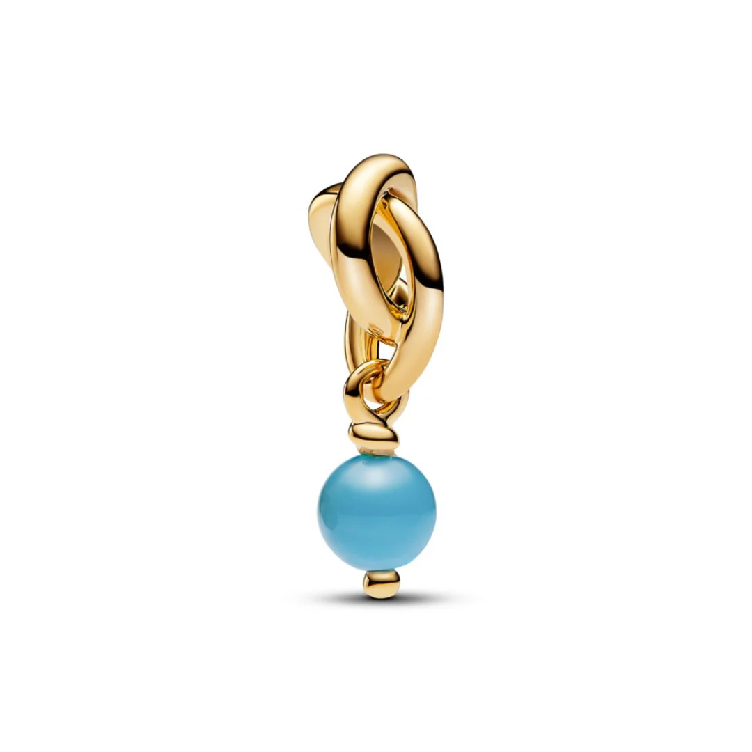 Pandora Moments December Turquoise Blue Eternity Circle hela, keltakullattu, 763462C12