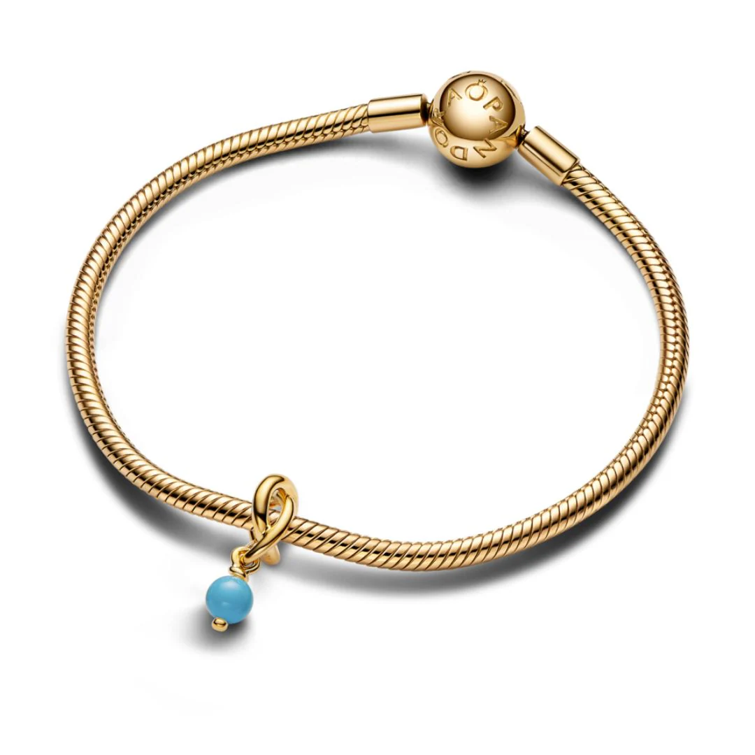 Pandora Moments December Turquoise Blue Eternity Circle hela, keltakullattu, 763462C12 - Image 2