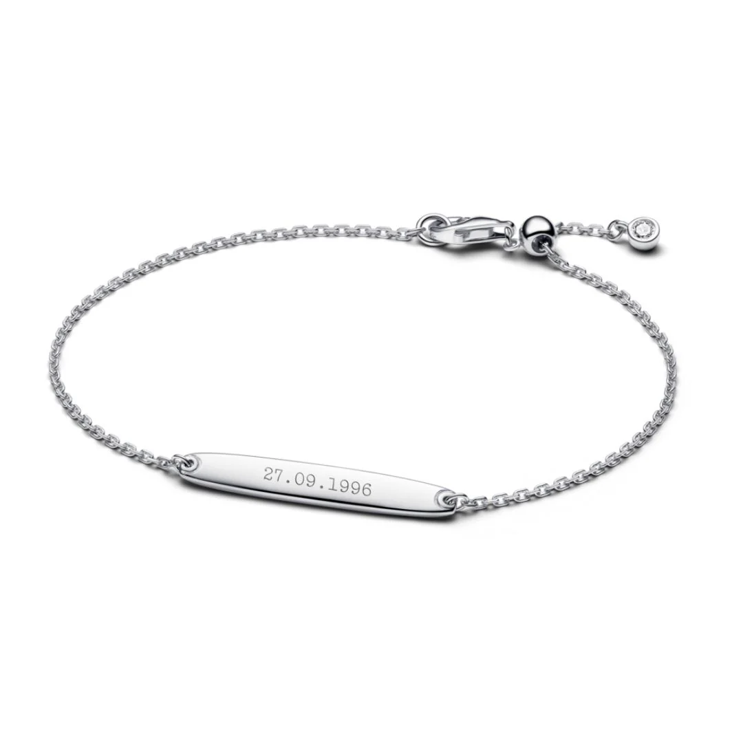 Pandora Moments Engravable Bar Chain rannekoru, hopea, 594010C01 - Image 5
