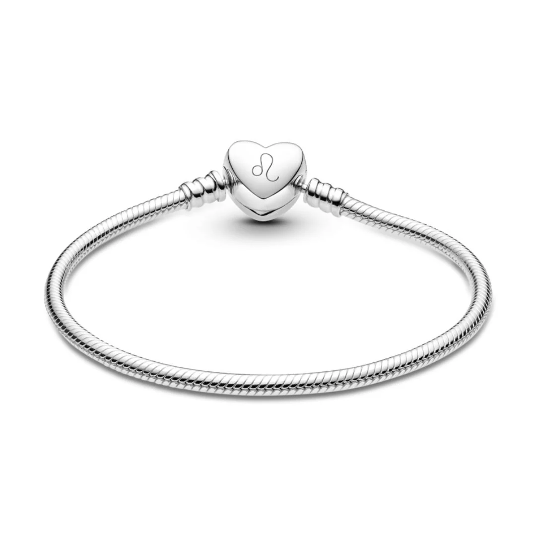 Pandora Moments Engravable Heart Clasp Snake Chain rannekoru, hopea, 599206C00 - Image 5