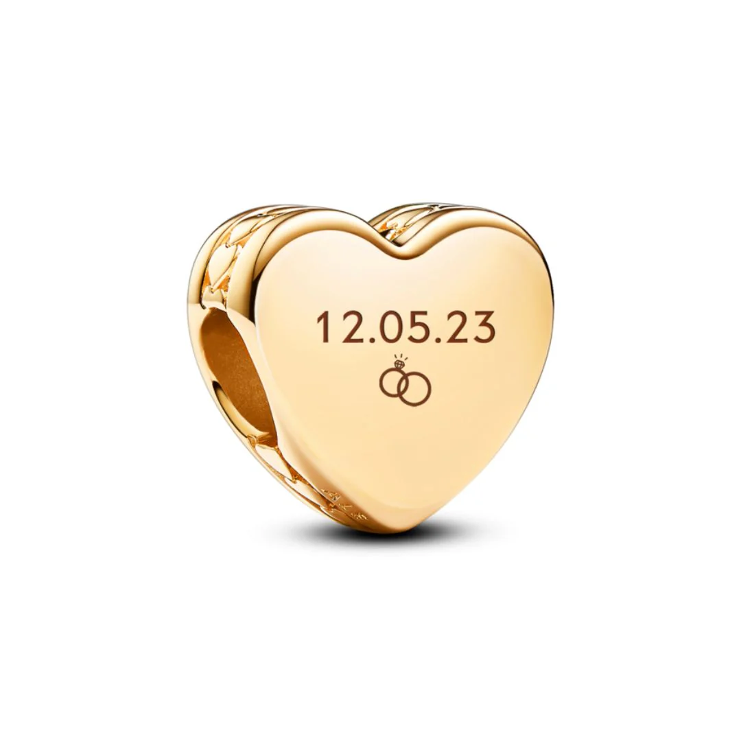 Pandora Moments Engravable Heart hela, keltakullattu, 762015C00 - Image 3