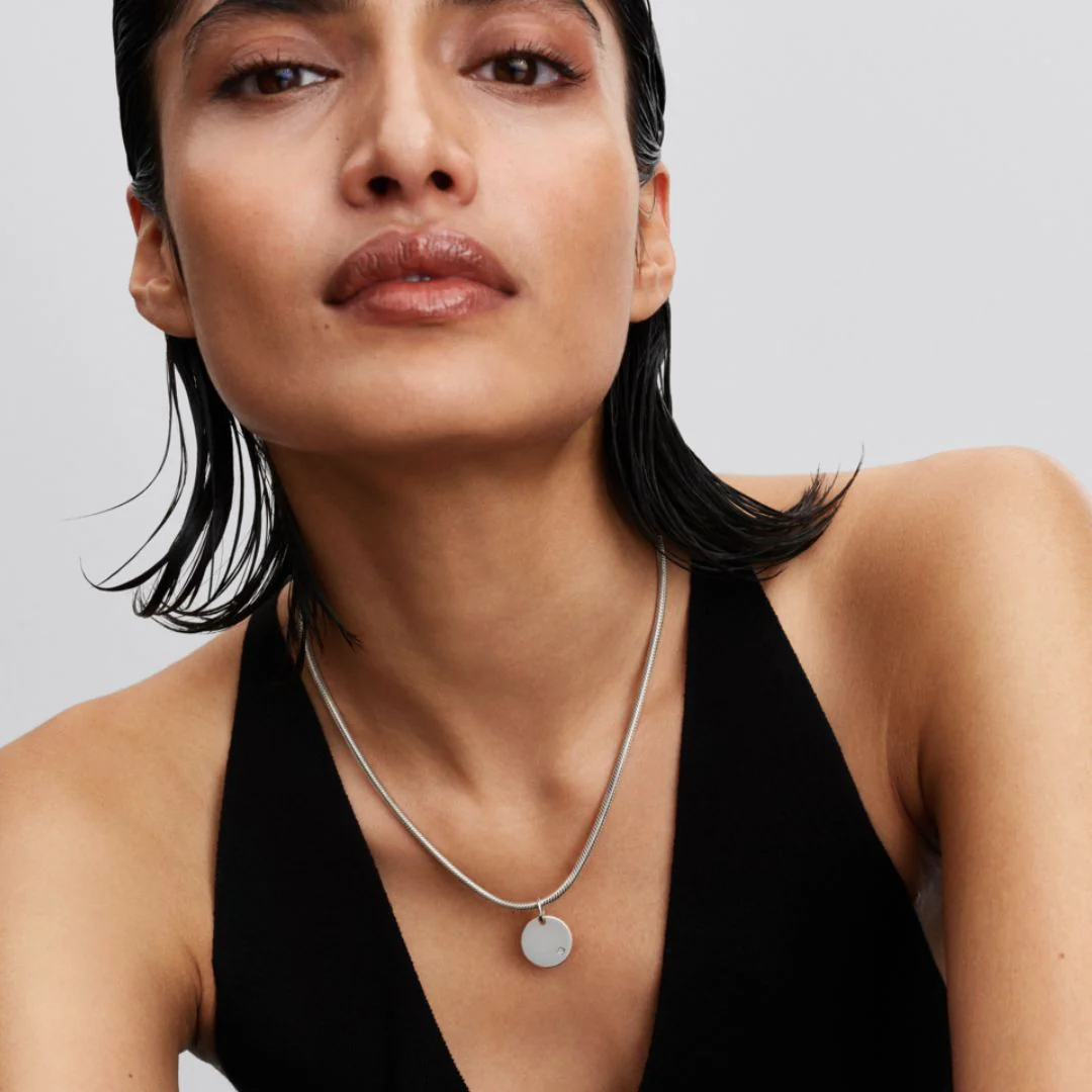Pandora Moments Engravable Lab-Grown Diamond Tag riipus, hopea, 394012C01 - Image 3