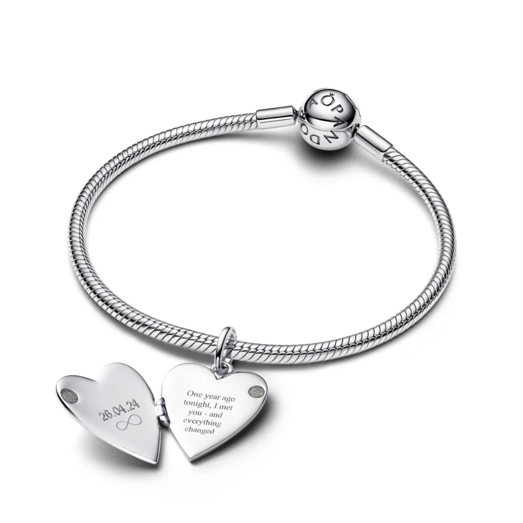 Pandora Moments Engravable Openable Heart Tag riipus, hopea, 394013C01 - Image 5