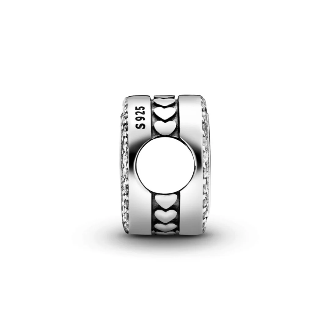 Pandora Moments Engravable Sparkling Button hela, hopea, 798747C01 - Image 2