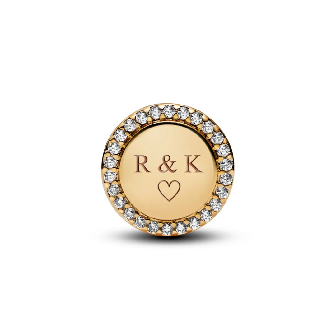 Pandora Moments Engravable Sparkling Button hela, keltakullattu, 768747C01 - Image 3