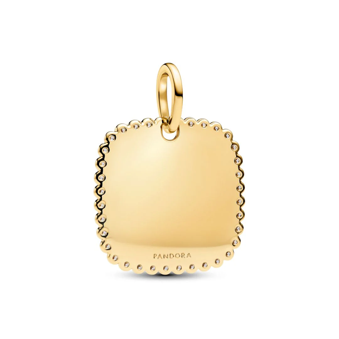 Pandora Moments Engravable Square Tag riipus, keltakullattu, 364009C01 - Image 5