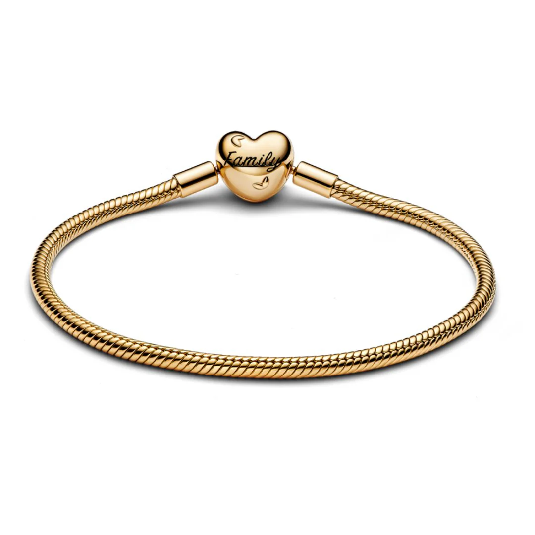 Pandora Moments Family Tree Heart Clasp Snake Chain rannekoru, keltakullattu, 563516C01 - Image 2