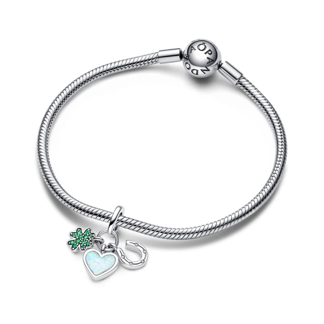 Pandora Moments Four Leaf Clover, Heart and Horseshoe Triple hela, hopea, 792755C01 - Image 3