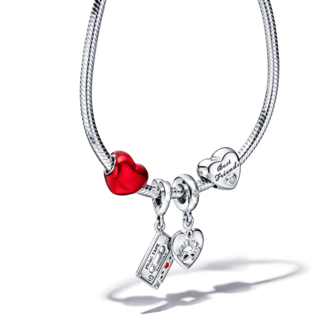 Pandora Moments Friends Forever Heart hela, hopea, 799294C01 - Image 4