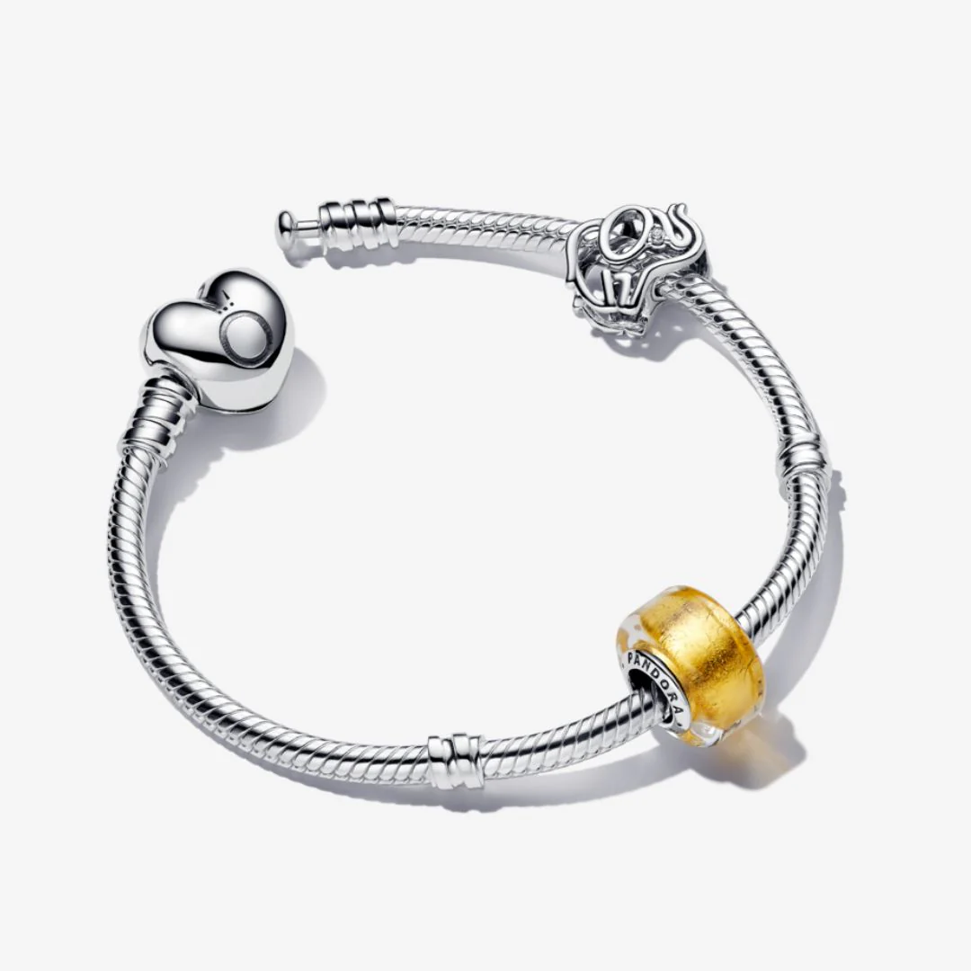 Pandora Moments Heart Clasp Snake Chain rannekoru, hopea, 590719 - Image 3