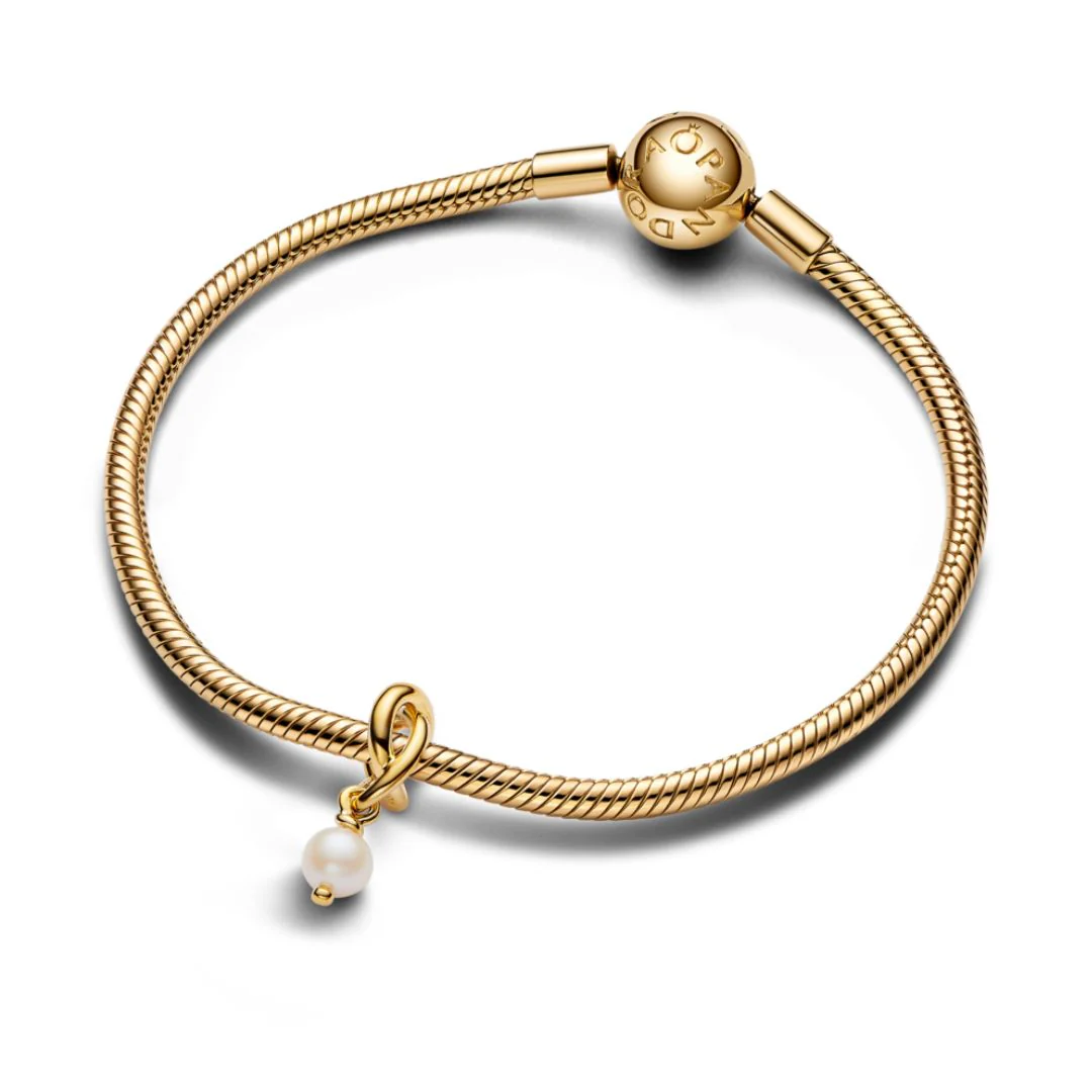 Pandora Moments June Treated Freshwater Cultured Pearl Eternity Circle hela, keltakullattu, 763462C06 - Image 2