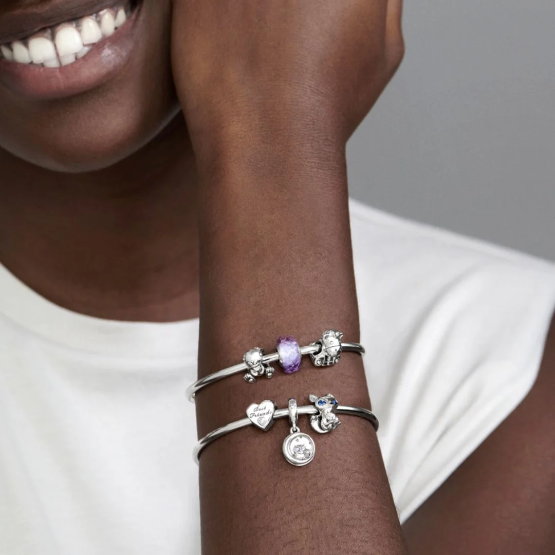 Pandora Moments Lavender Murano Glass hela hopea 798875C00 - Image 6