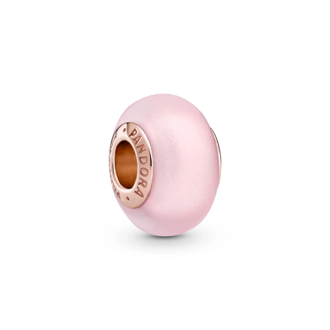 Pandora Moments Matte Pink Murano Glass hela, ruusukullattu, 789421C00 - Image 3
