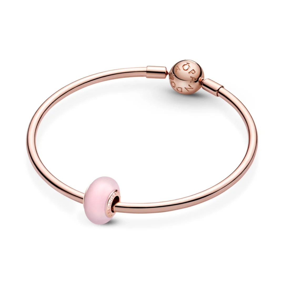 Pandora Moments Matte Pink Murano Glass hela, ruusukullattu, 789421C00 - Image 4