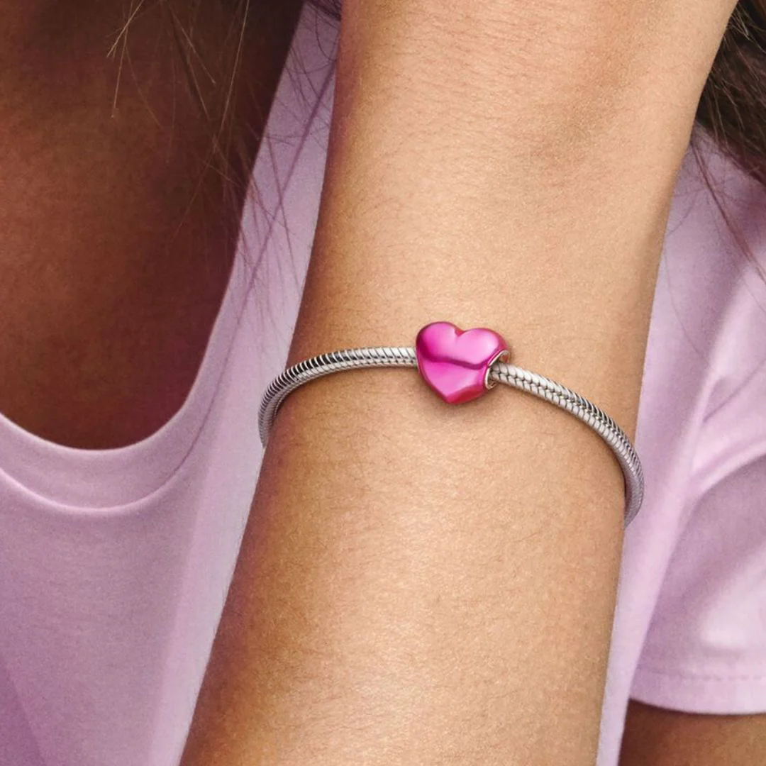 Pandora Moments Metallic Pink Heart hela, hopea, 793337C03 - Image 3